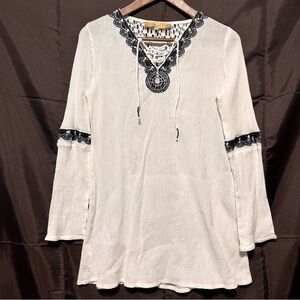 Kareena Chic Cotton Peasant Blouse with Lace up V-Neck S | Boho | Cottagecore